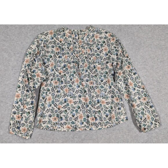 Papo d'Anjo Girl Top 10 Years Floral Pleated Pintucks Half Button Up Cottagecore - Picture 1 of 11